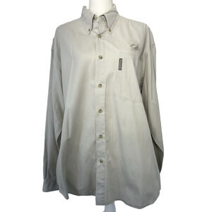 Fall Feather Hunt Columbia Mens Sz L Button Up Long‎ S Shirt OutDoor Sport Khaki